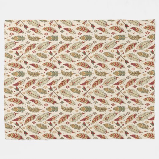 Couverture Polaire Flèche Boho Authentic Tribal Native Ethnic Feather (Devant (Horizontal))