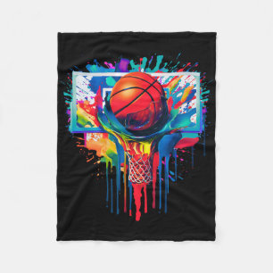 Couverture Polaire Flèche colorée Basketball Ball Hoop Slam Dunk Drip