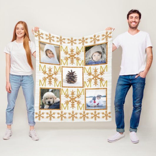 Couverture Polaire Flèche de neige en or en option Monogramme 5 photo (En situation)