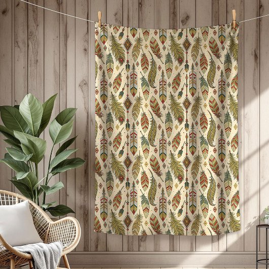 Couverture Polaire Flèche de plumes ethniques autochtones Boho