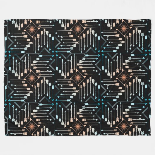 Couverture Polaire Flèches Boho et Sun V1 ID748 (Devant (Horizontal))