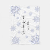 Couverture Polaire Flèches de neige bleues d'hiver sur blanc (Devant)