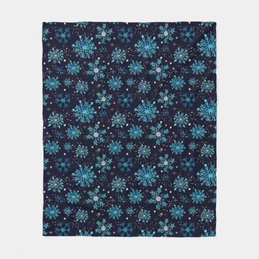 Couverture Polaire Flèches de neige bleues et argentées (Devant)