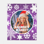 Couverture Polaire Flèches de neige de Noël violet Personnalisé Enfan (Devant)