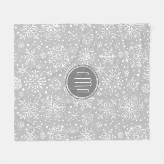 Couverture Polaire Flèches de Noël gris clair et blanc (Devant (Horizontal))