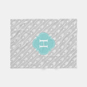 Couverture Polaire Flèches grises et aqua monogrammes Motif (Devant (Horizontal))