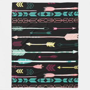 Couverture Polaire Flèches Tribales Colorées Assortiment Sur Noir
