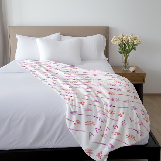 Couverture Polaire Flèches violettes rose orange