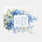 Couverture Polaire Fleece Blanket Bienheureuse et Bleue en fleurs (Devant (Horizontal))