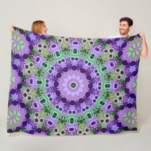 Couverture Polaire Fleece Blanket Mandala ronde motif kaléidoscope