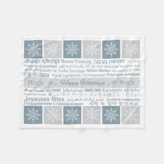Couverture Polaire Fleece multilingue "Joyeuses Fêtes" (Devant (Horizontal))