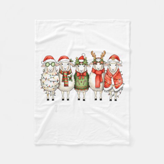 Couverture Polaire Fleece Navidad Sheep Christmas Lights Dinner Famil (Devant)