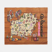 Couverture Polaire Fleece Throw - Carte du club de souper du Wisconsi (Devant (Horizontal))