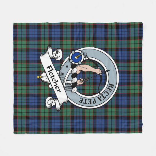 Couverture Polaire Fletcher Ancien Clan Badge Tartan Plaid (Devant (Horizontal))