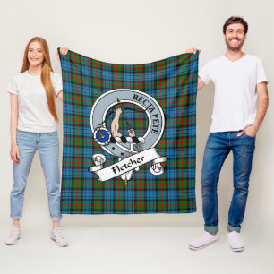 Couverture Polaire Fletcher de Dunan Clan Badge Tartan Plaid