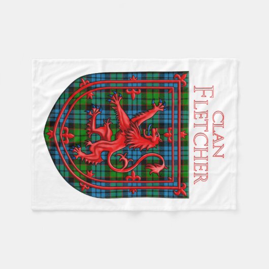 Couverture Polaire Fletcher Tartan Scottish Plaid Lion Rampant (Devant (Horizontal))