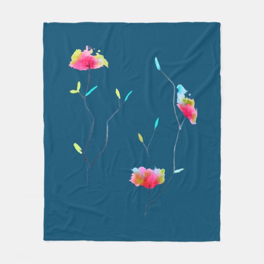 Couverture Polaire Fleur à thème d'art rose fleuri (Devant)