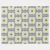 Couverture Polaire Fleur Abacus et petite tige motif blanc & gris (Devant (Horizontal))