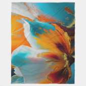 Couverture Polaire Fleur abstraite en orange et sarcelle (Devant)