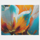 Couverture Polaire Fleur abstraite en orange et sarcelle (Devant (Horizontal))