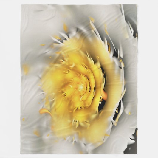 Couverture Polaire Fleur Abstraite fractée jaune (Devant)