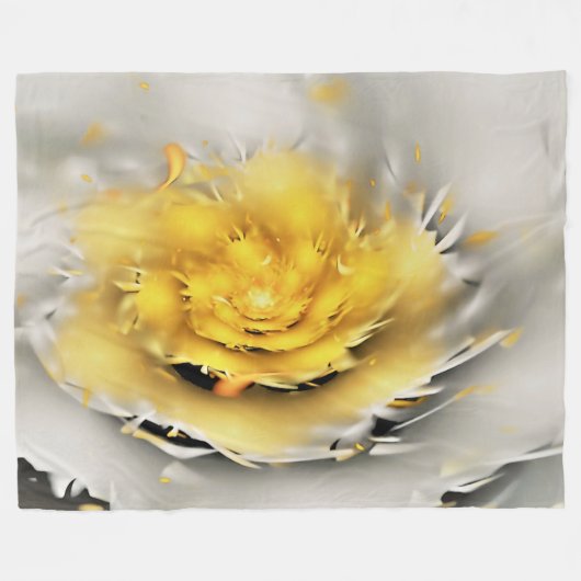 Couverture Polaire Fleur Abstraite fractée jaune (Devant (Horizontal))