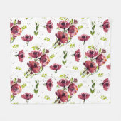 Couverture Polaire Fleur Aquarelle Blanche Florale (Devant (Horizontal))