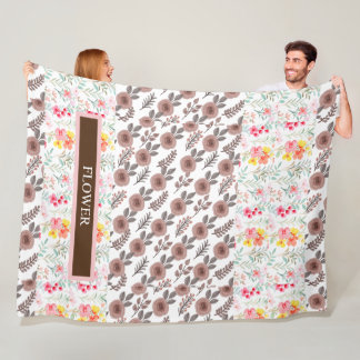 Couverture Polaire Fleur aquarelle élégante Personnaliser