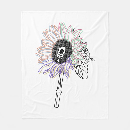 Couverture Polaire Fleur Arc-en-ciel Art Funky (Devant)