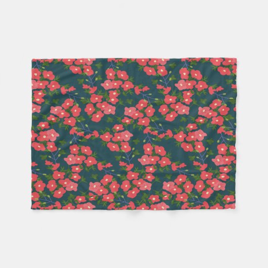Couverture Polaire Fleur bleu marine Meadow (Devant (Horizontal))