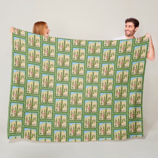 Couverture Polaire Fleur Cactus (En situation)