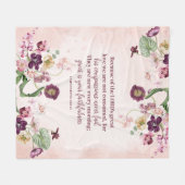 Couverture Polaire Fleur chrétienne rose Scripture (Devant (Horizontal))