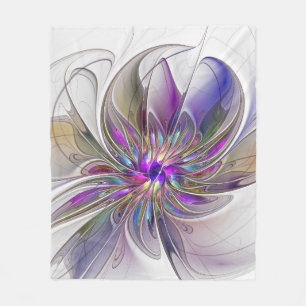 Couverture Polaire Fleur d'art Abstrait, énergique et coloré