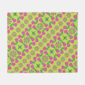 Couverture Polaire Fleur de Bell rétro Mandalas Green Fleece Blanche (Devant (Horizontal))