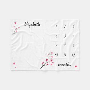 Couverture Polaire Fleur de cerisier Aquarelle Bébé