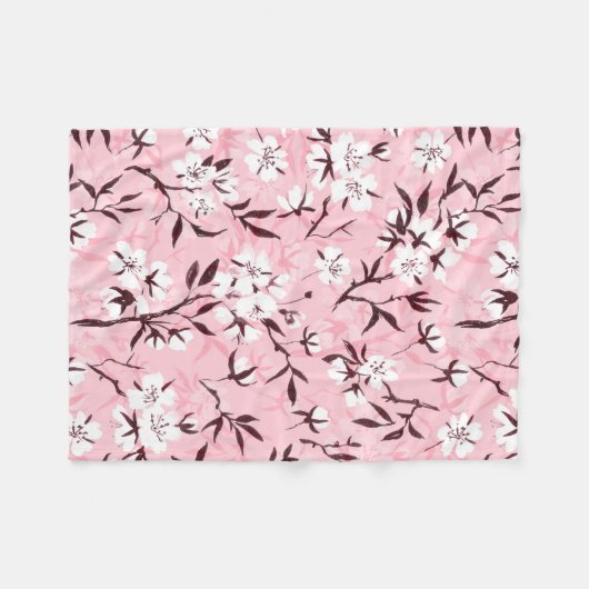 Couverture Polaire Fleur de cerisier blanc (Devant (Horizontal))