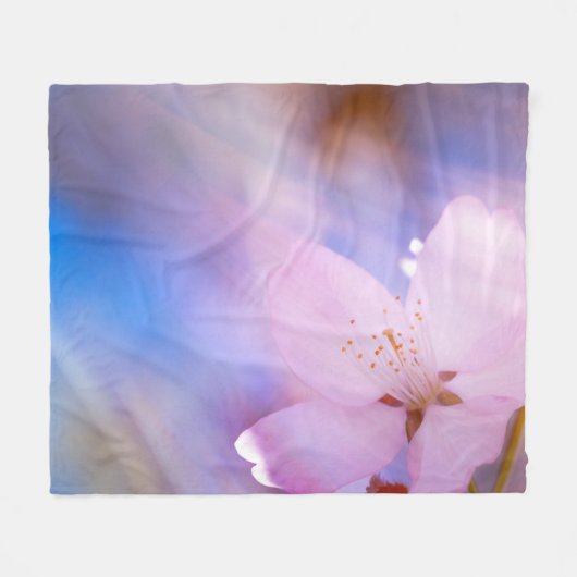 Couverture Polaire Fleur de cerisier rose (Devant (Horizontal))