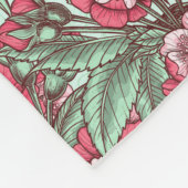Couverture Polaire Fleur de cerisier rose et menthe (Coin)