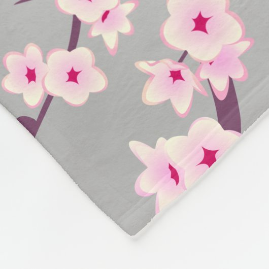 Couverture Polaire Fleur de cerisier rose gris (Coin)