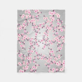 Couverture Polaire Fleur de cerisier rose gris (Devant)