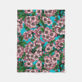 Couverture Polaire Fleur de cerisier sur bleu (Devant)