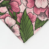Couverture Polaire Fleur de cerisiers et poulets roses (Coin)