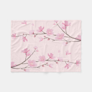 Couverture Polaire Fleur de cerisiers - rose