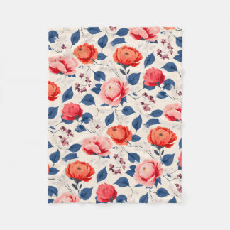 Couverture Polaire Fleur de Crimson et de Corail