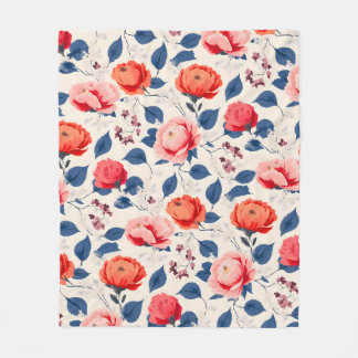Couverture Polaire Fleur de Crimson et de Corail