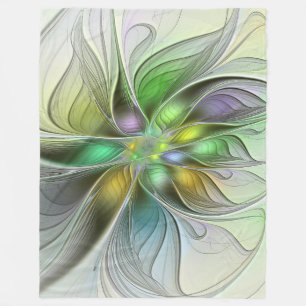 Couverture Polaire Fleur de fantaisie colorée abstraite moderne fract