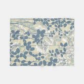Couverture Polaire Fleur de feuille bleue asiatique japonaise (Devant (Horizontal))