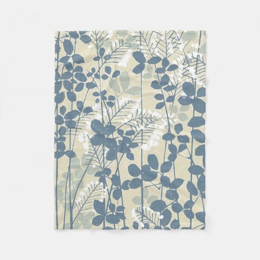Couverture Polaire Fleur de feuille bleue asiatique japonaise (Devant)
