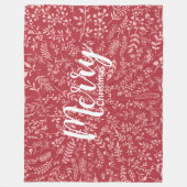 Couverture Polaire Fleur de fleur de framboise profonde Noël (Devant)