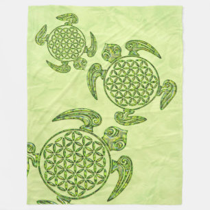 Couverture Polaire Fleur de la vie / Blume des Lebens - vert tortue